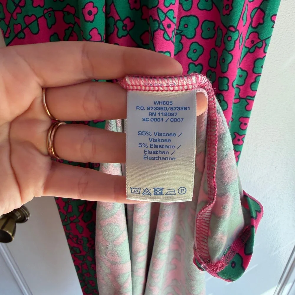 Boden Pink Green Floral V-Neck Empire Waist Maxi Dress WH605 Womens 6P - Picture 4 of 8